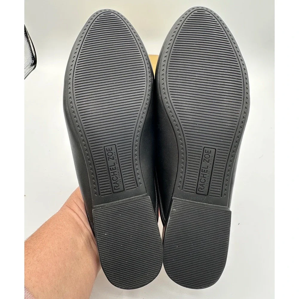 RACHEL ZOE Alani Black Faux Leather Mules Silver Horsebit Buckle Detail NWT 10 - Picture 12 of 12
